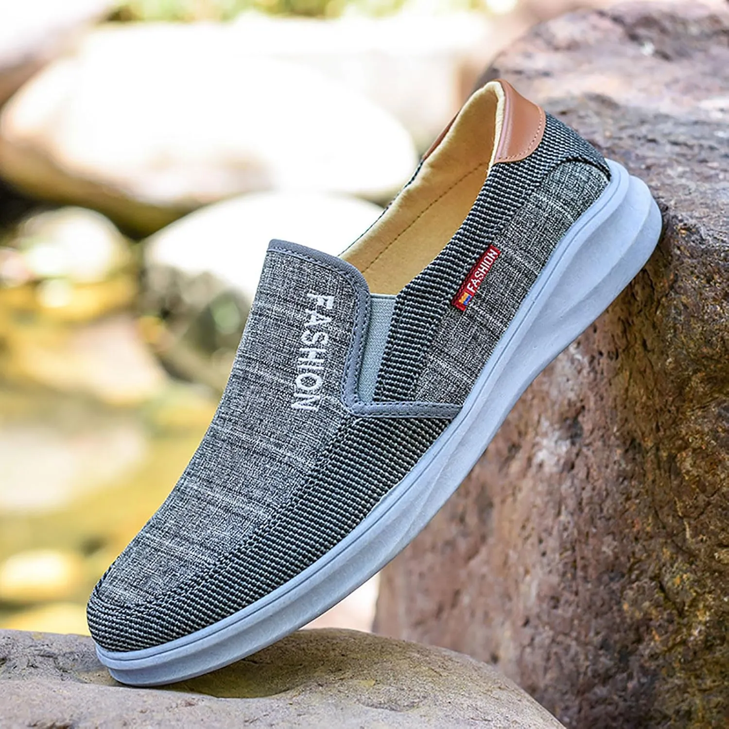 Mens Loafers & Slip-Ons Fashion All Season Men Casual Shoes Flat Bottom Round Toe Non Slip Cloth Shoes Solid