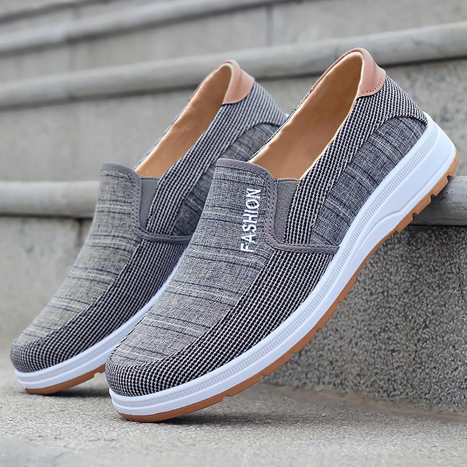 Mens Loafers & Slip-Ons Fashion All Season Men Casual Shoes Flat Bottom Round Toe Non Slip Cloth Shoes Solid