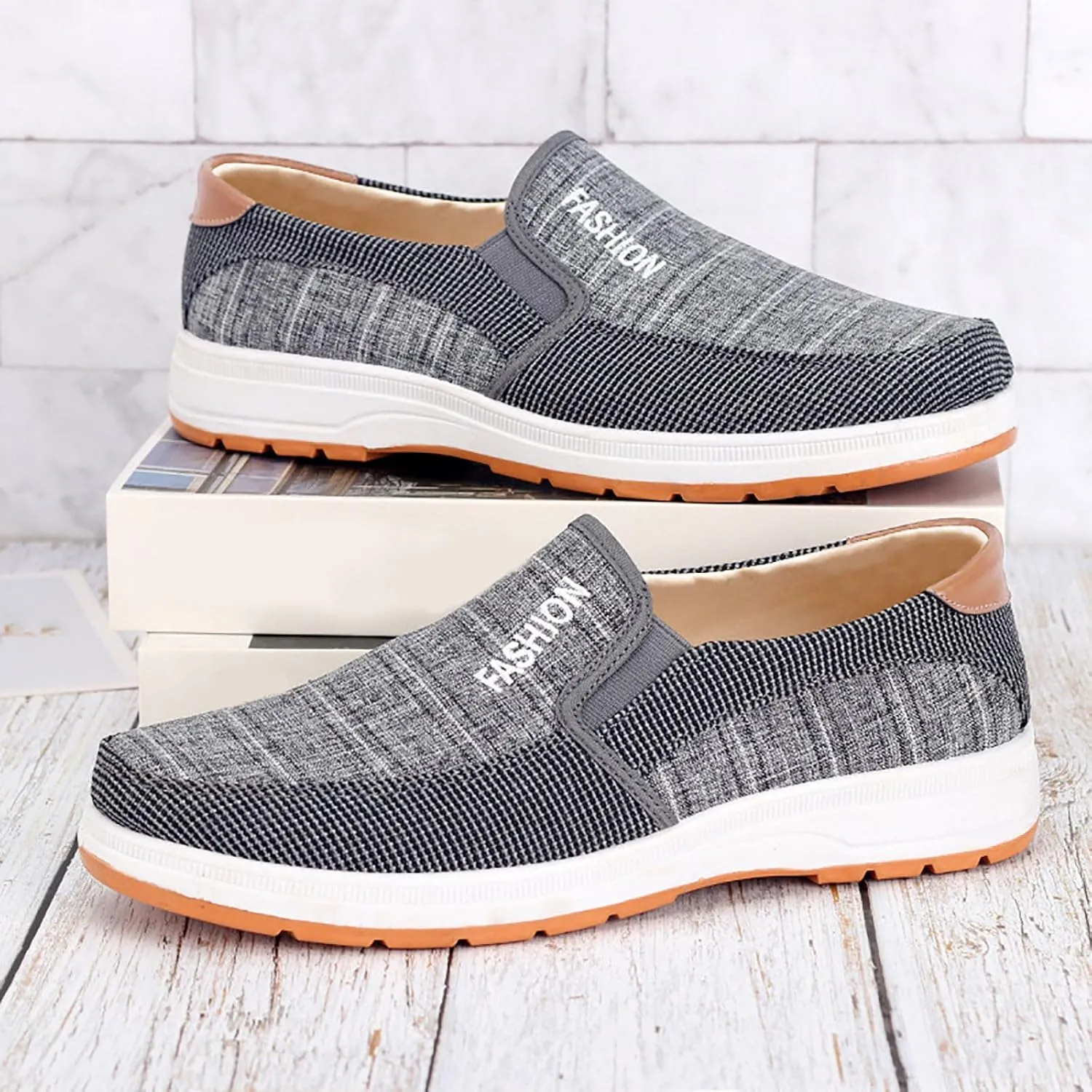 Mens Loafers & Slip-Ons Fashion All Season Men Casual Shoes Flat Bottom Round Toe Non Slip Cloth Shoes Solid