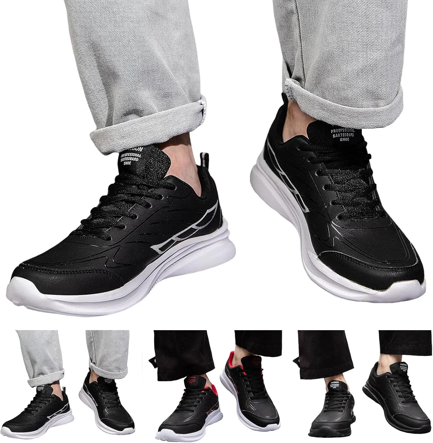 Mens Loafers & Slip-Ons Men Casual Shoes Sports Shoes Fashionable New Pattern Simple Solid Color Lace Up Thick
