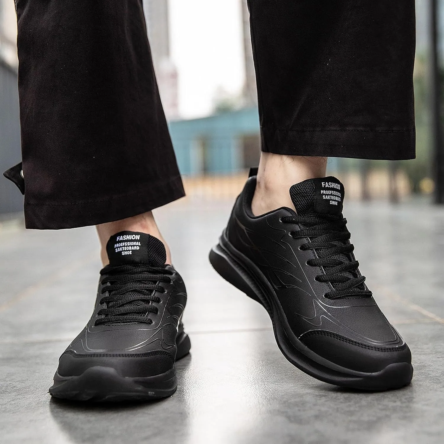 Mens Loafers & Slip-Ons Men Casual Shoes Sports Shoes Fashionable New Pattern Simple Solid Color Lace Up Thick
