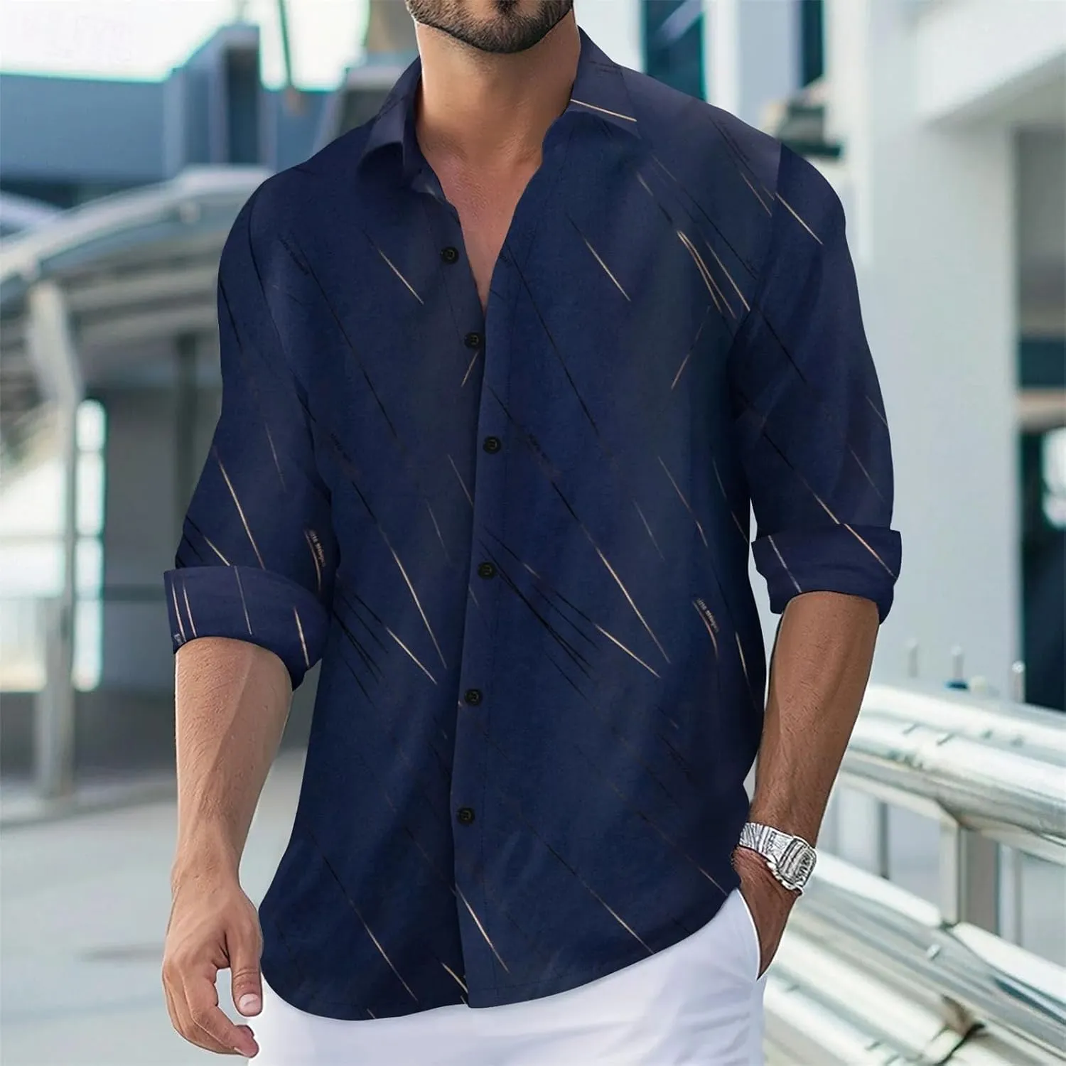 Men's Quick-Dry Dress Shirt | Long Sleeve Wrinkle-Free Business Casual Slim Fit