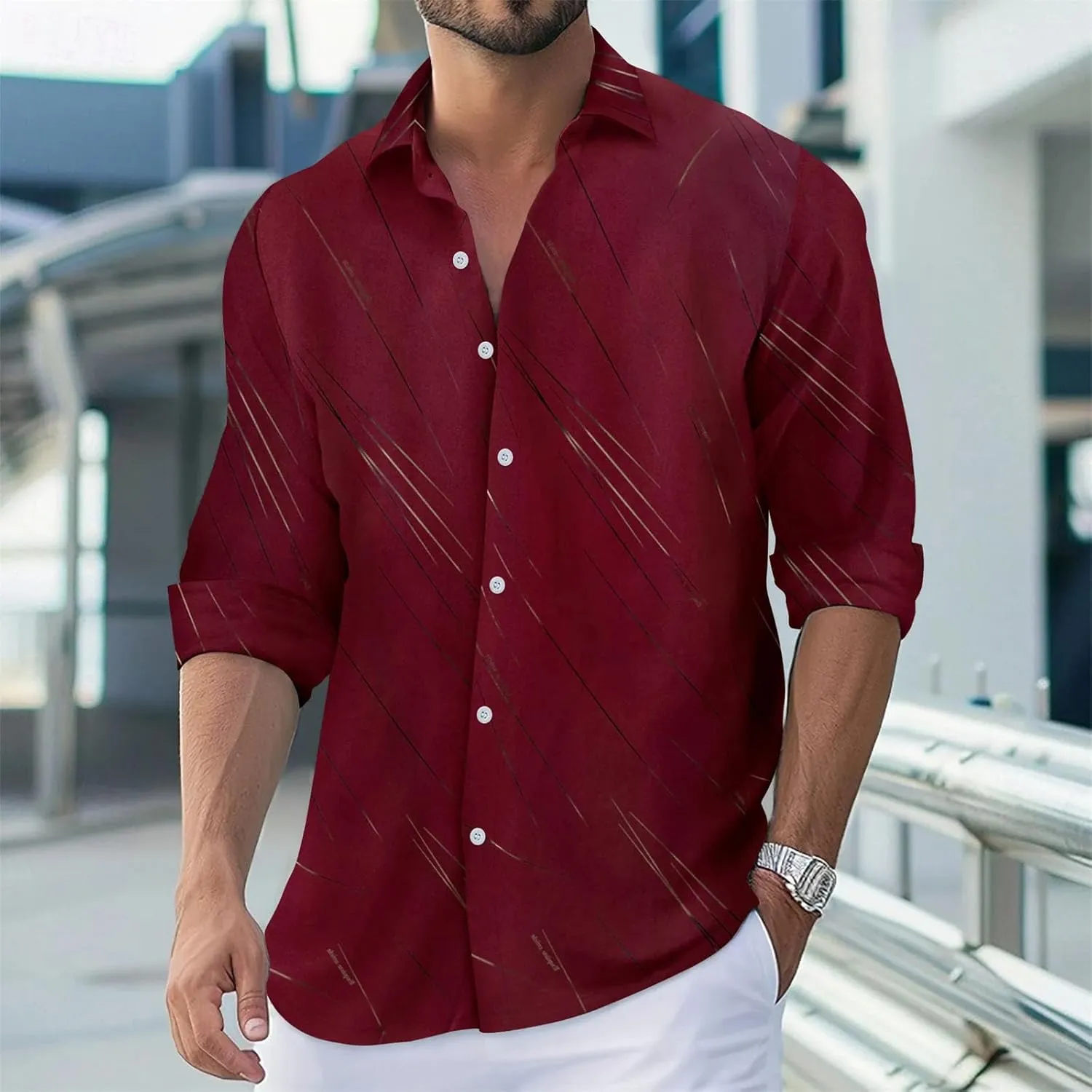 Men's Quick-Dry Dress Shirt | Long Sleeve Wrinkle-Free Business Casual Slim Fit