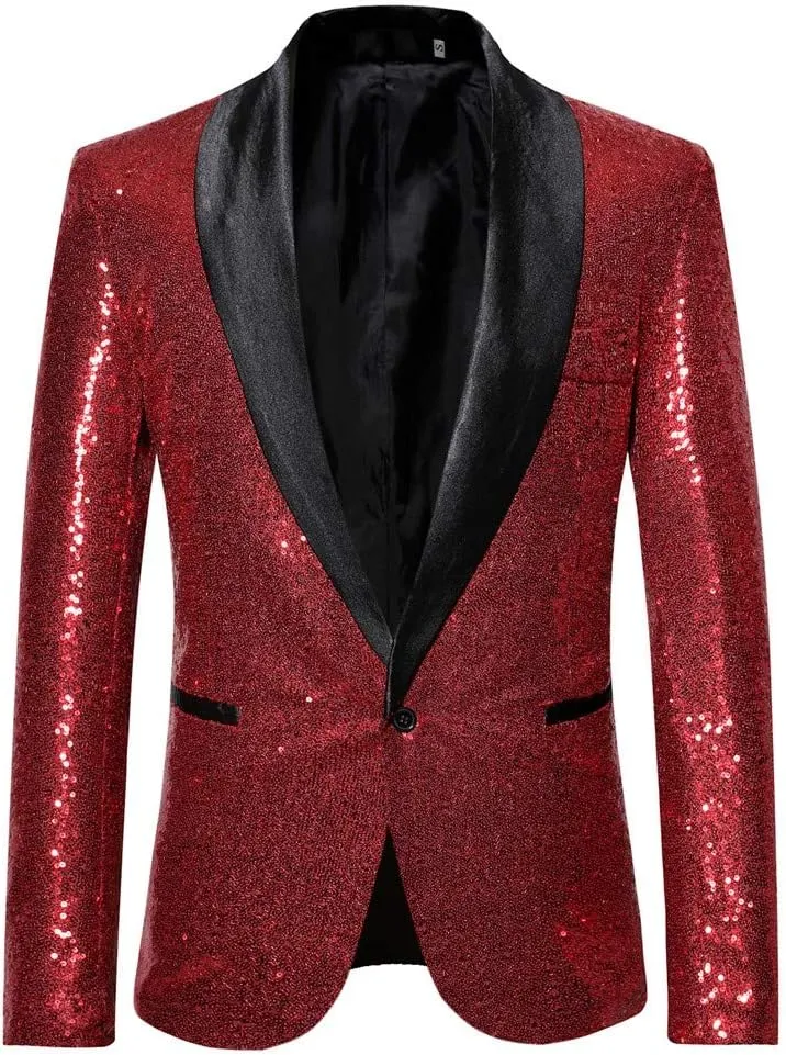 Mens Sequin Blazer Tuxedo Party Prom Wedding Tuxedo One Button Jacket Swallowtail Dinner Party Wedding Blazer Suit Jacket