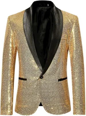 Mens Sequin Blazer Tuxedo Party Prom Wedding Tuxedo One Button Jacket Swallowtail Dinner Party Wedding Blazer Suit Jacket