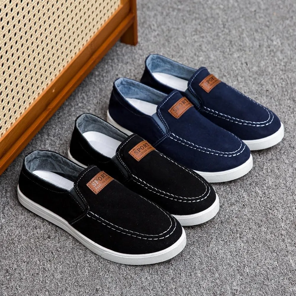 Men's Slip-on Loafers Casual Canvas Shoes Fashion Boat Shoes Casual Comfortable Lightweight Walking