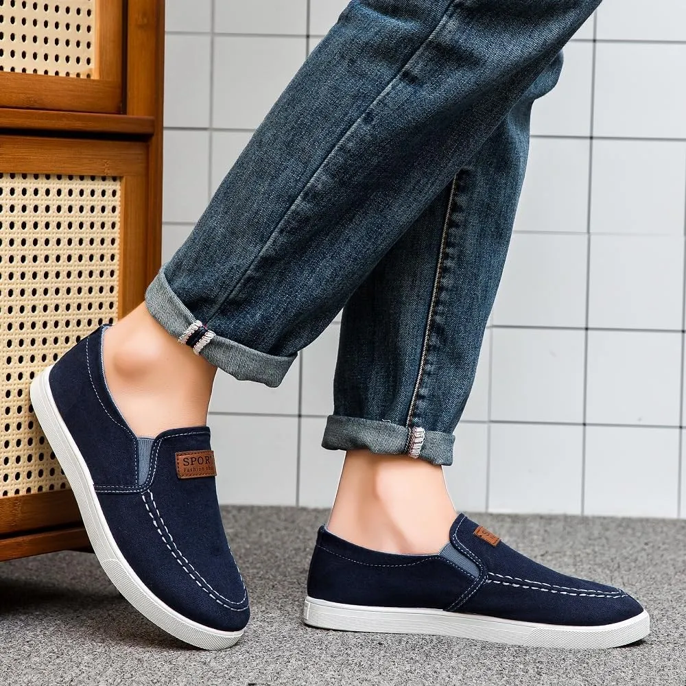 Men's Slip-on Loafers Casual Canvas Shoes Fashion Boat Shoes Casual Comfortable Lightweight Walking