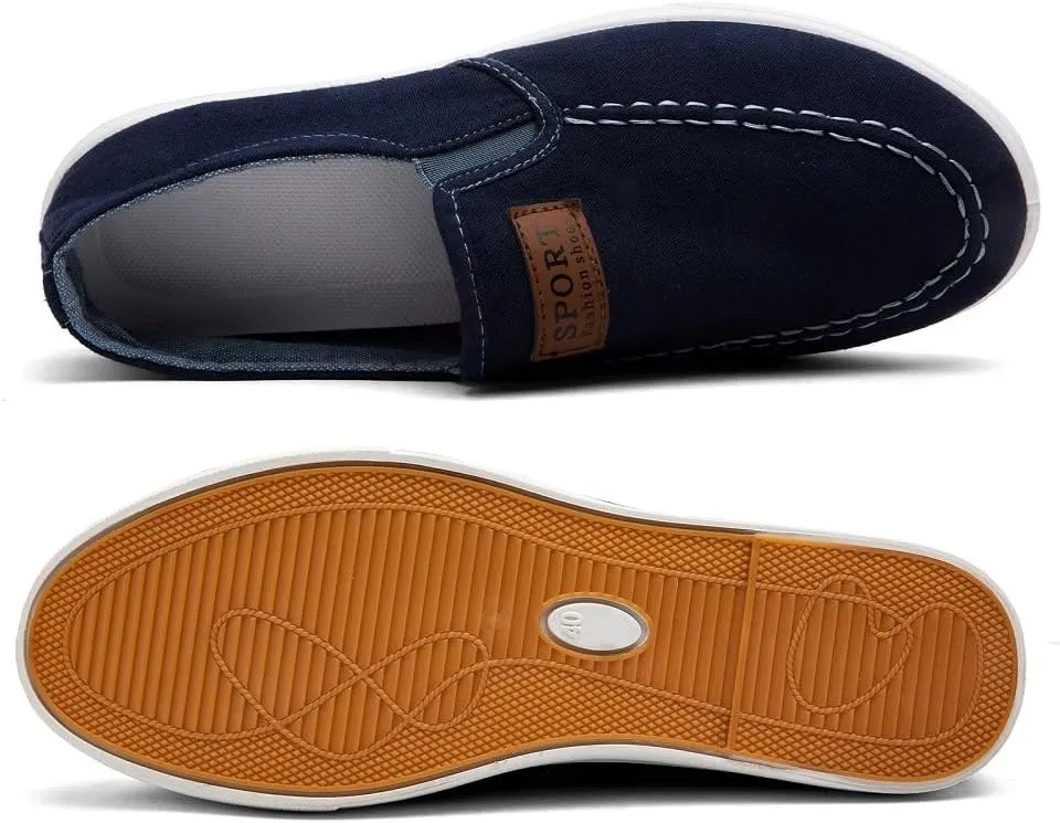 Men's Slip-on Loafers Casual Canvas Shoes Fashion Boat Shoes Casual Comfortable Lightweight Walking
