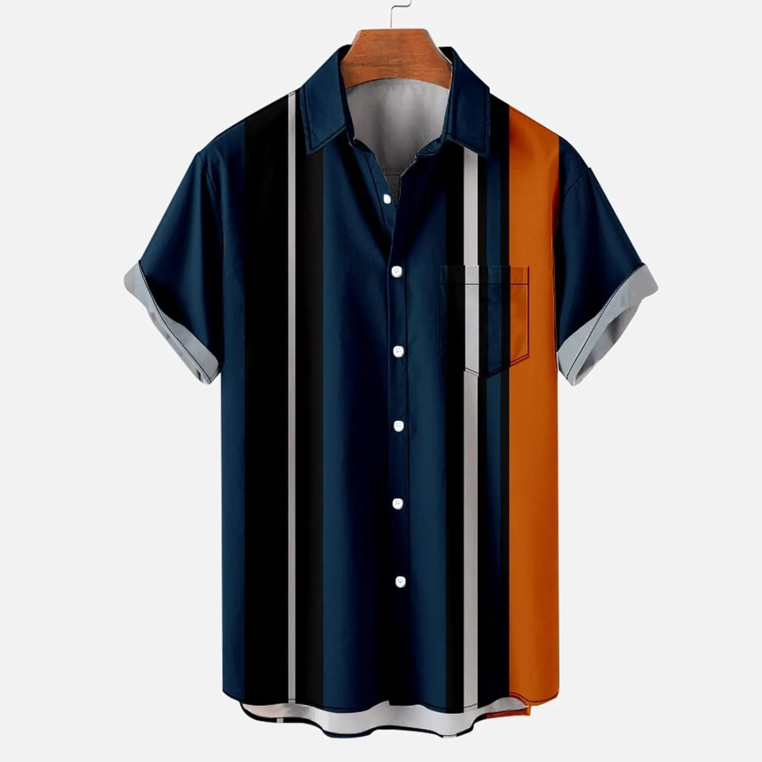 Men's Vintage Bowling Shirts 1950s Retro Casual Button Down Shirts Rockabilly Style Short Sleeve Regular Fit Hawaiian Shirts