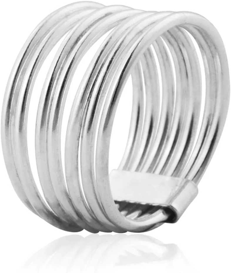 Mimi 925 Sterling Silver 7 Day 7 Band Stacked Stacking Band Ring