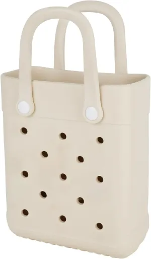 Mini Beach Rubber Tote Bag - Small Waterproof Bitty Washable Handbag with Charms for Women