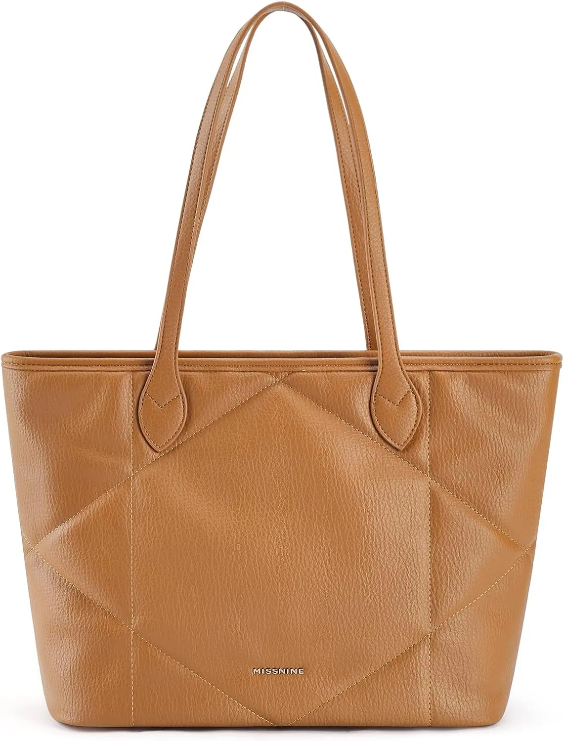 Missnine Quilted Tote Bags with Zipper, Vegan Leather Purses and Handbags for Women, Large Hobo Shoulder Bag