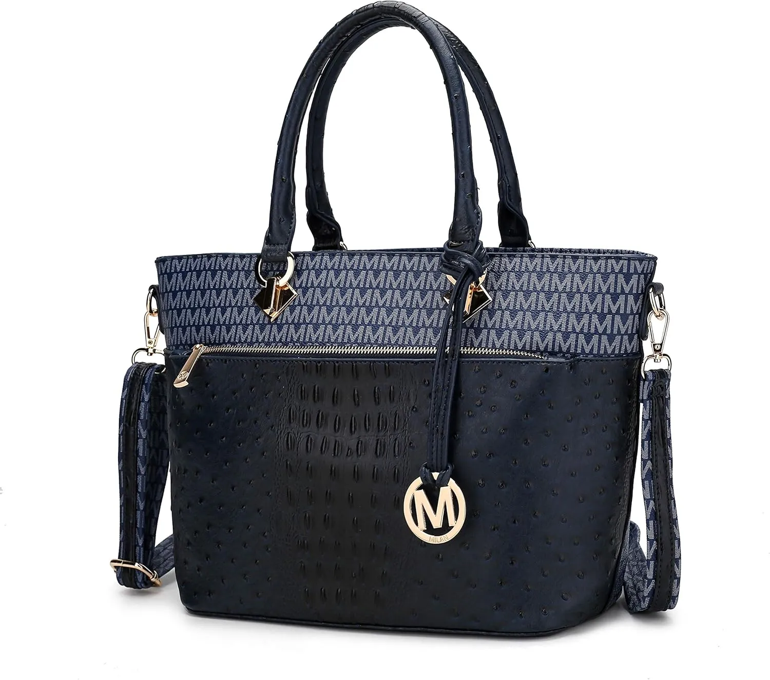 MKF Crossbody Shoulder Bag for Women  PU Leather Top Handle Pocketbook  Roomy Tote Satchel Handbag Purse M Charm