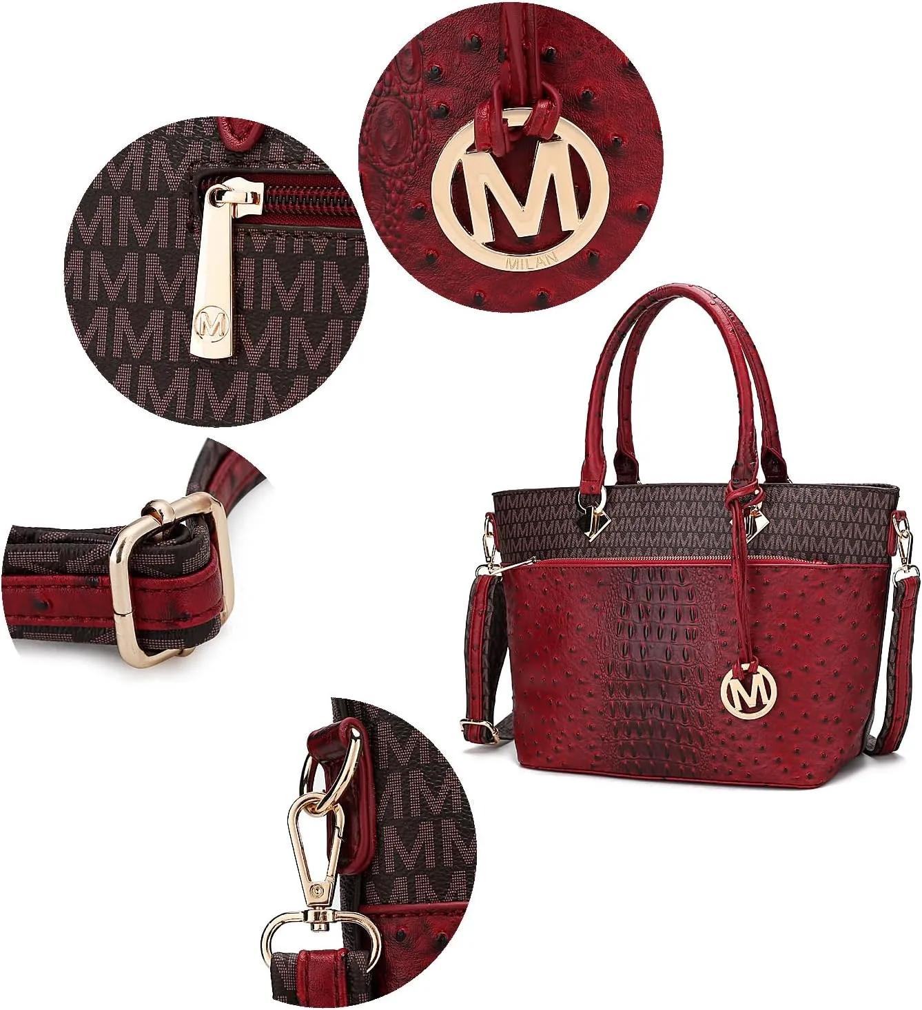 MKF Crossbody Shoulder Bag for Women  PU Leather Top Handle Pocketbook  Roomy Tote Satchel Handbag Purse M Charm