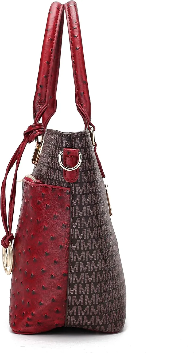 MKF Crossbody Shoulder Bag for Women  PU Leather Top Handle Pocketbook  Roomy Tote Satchel Handbag Purse M Charm