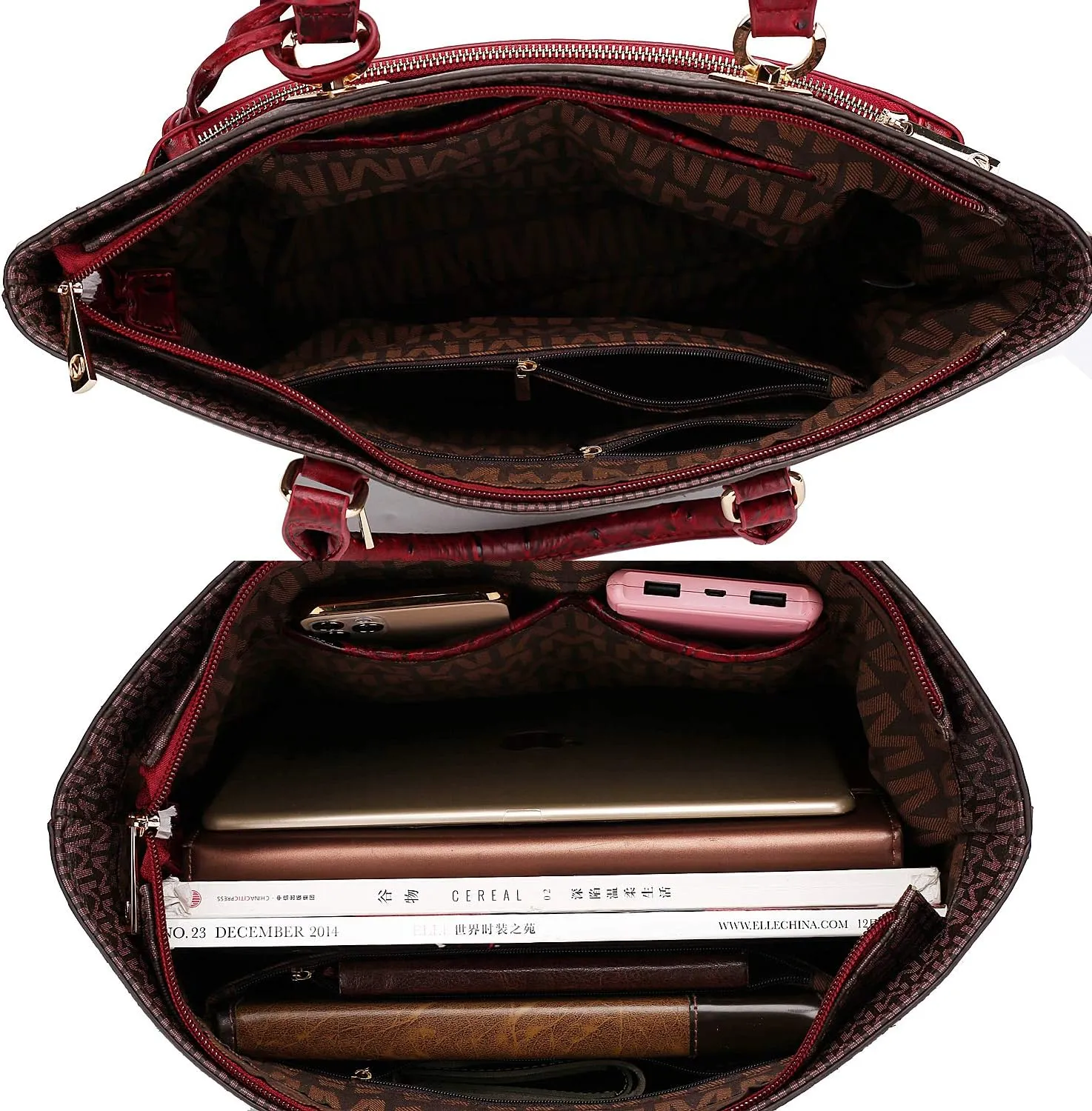 MKF Crossbody Shoulder Bag for Women  PU Leather Top Handle Pocketbook  Roomy Tote Satchel Handbag Purse M Charm