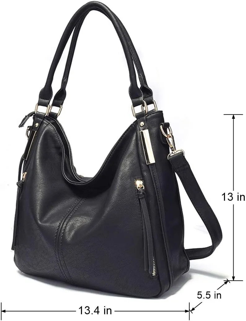 Mn&Sue Women Hobo Shoulder Bag PU Leather Top Handle Satchel Large Work Totes Fashion Handbags and Purses