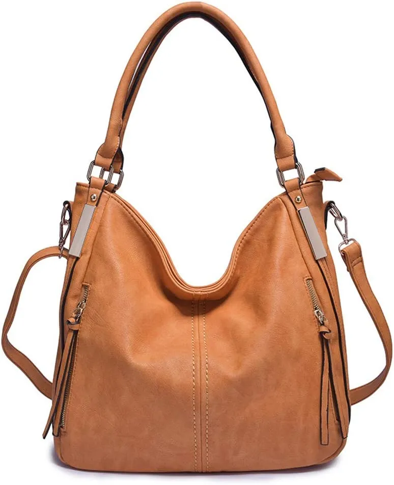Mn&Sue Women Hobo Shoulder Bag PU Leather Top Handle Satchel Large Work Totes Fashion Handbags and Purses