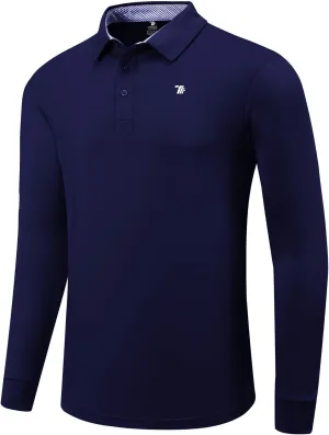 MoFiz Men's Long Sleeve Shirts Quarter Zip Pullover Men's Polo Shirts Quick Dry