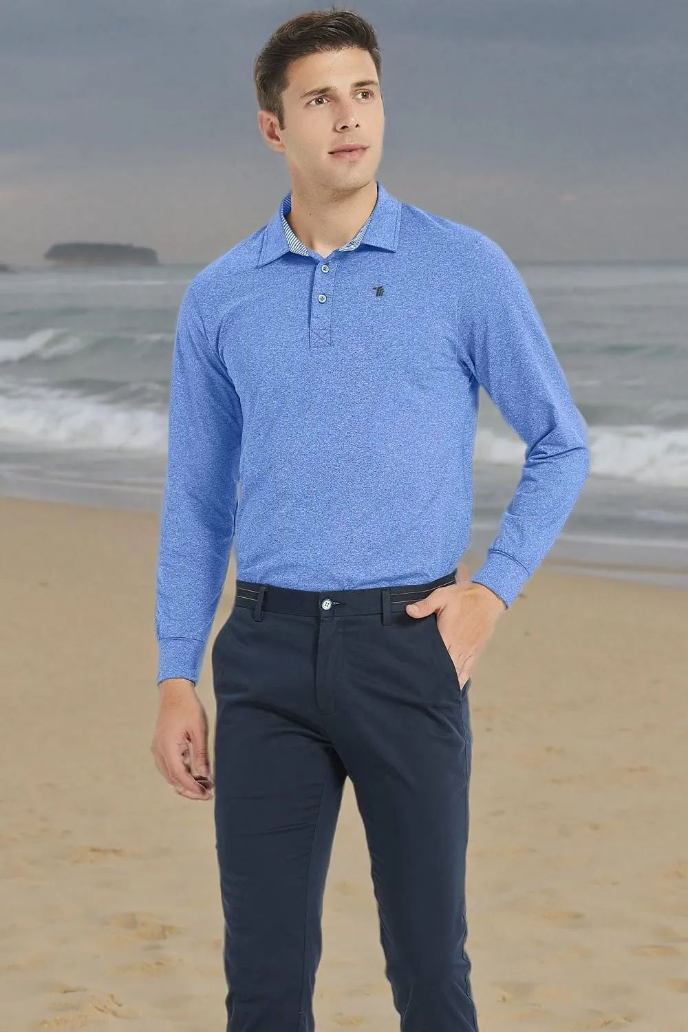 MoFiz Men's Long Sleeve Shirts Quarter Zip Pullover Men's Polo Shirts Quick Dry