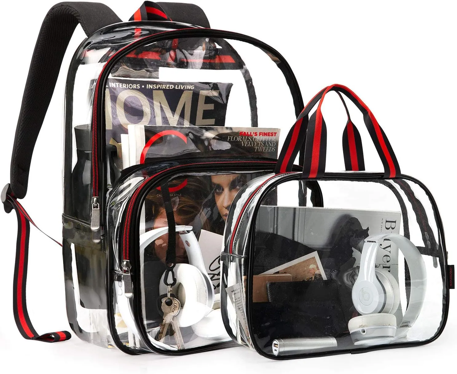 mommore Clear Backpack Durable Clear Bookbags Transparent Backpack for School, Work, Security