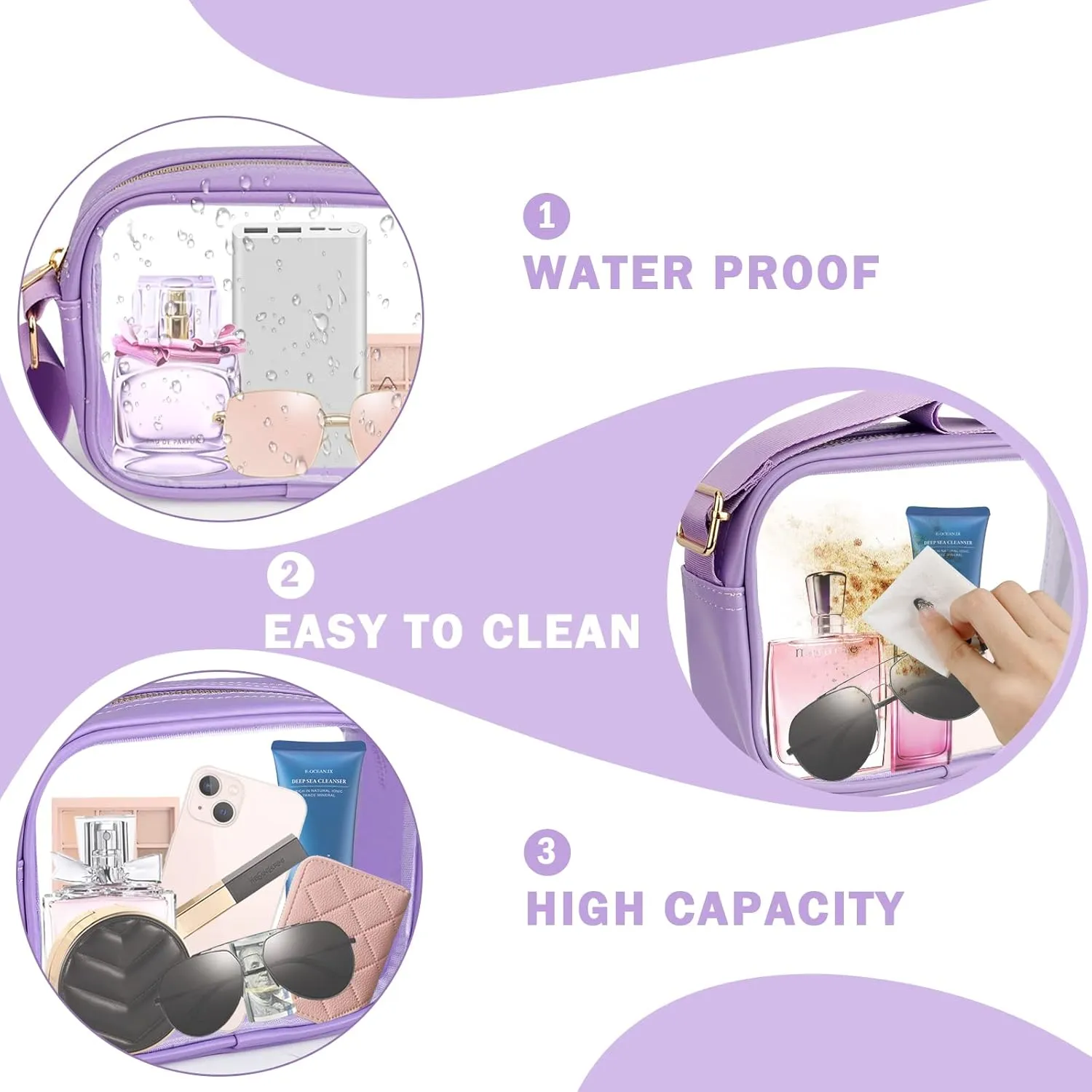 MOMSIV Clear Bag, Stadium Approved Clear Bags with Adjustable Strap Clear Stadium Bag for Women Men Concerts Sports