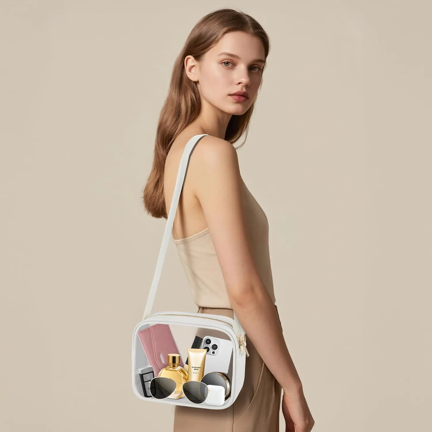 MOMSIV Clear Bag, Stadium Approved Clear Bags with Adjustable Strap Clear Stadium Bag for Women Men Concerts Sports