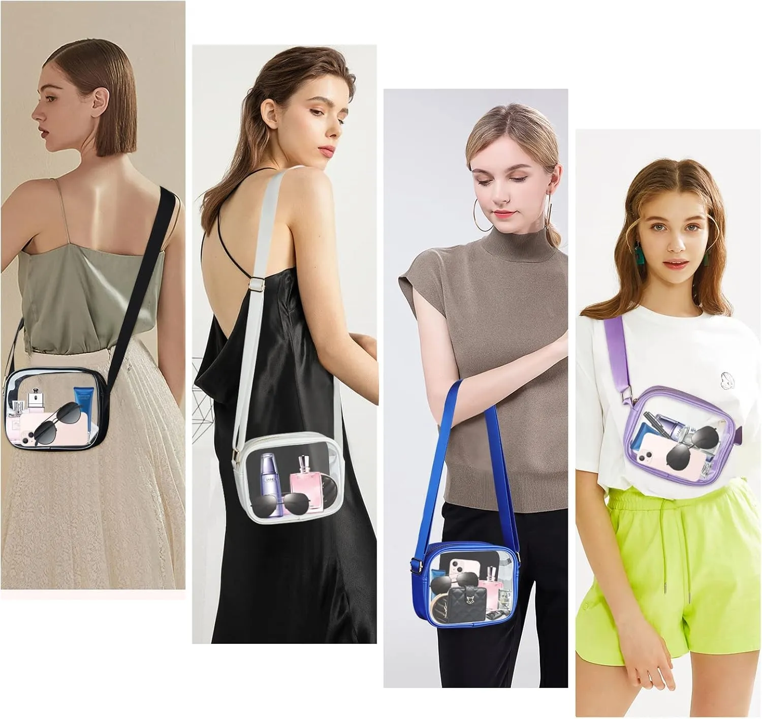 MOMSIV Clear Bag, Stadium Approved Clear Bags with Adjustable Strap Clear Stadium Bag for Women Men Concerts Sports