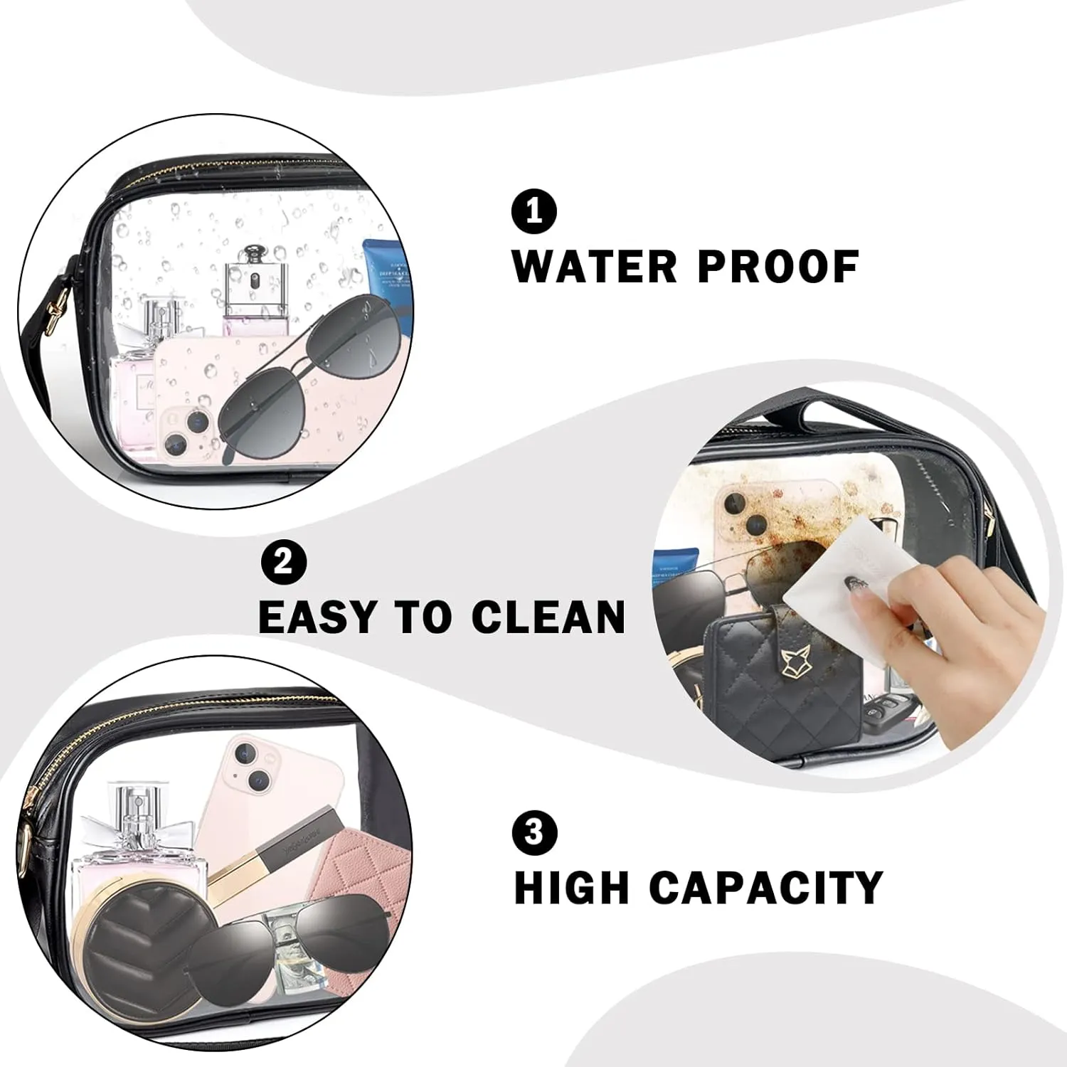 MOMSIV Clear Bag, Stadium Approved Clear Bags with Adjustable Strap Clear Stadium Bag for Women Men Concerts Sports
