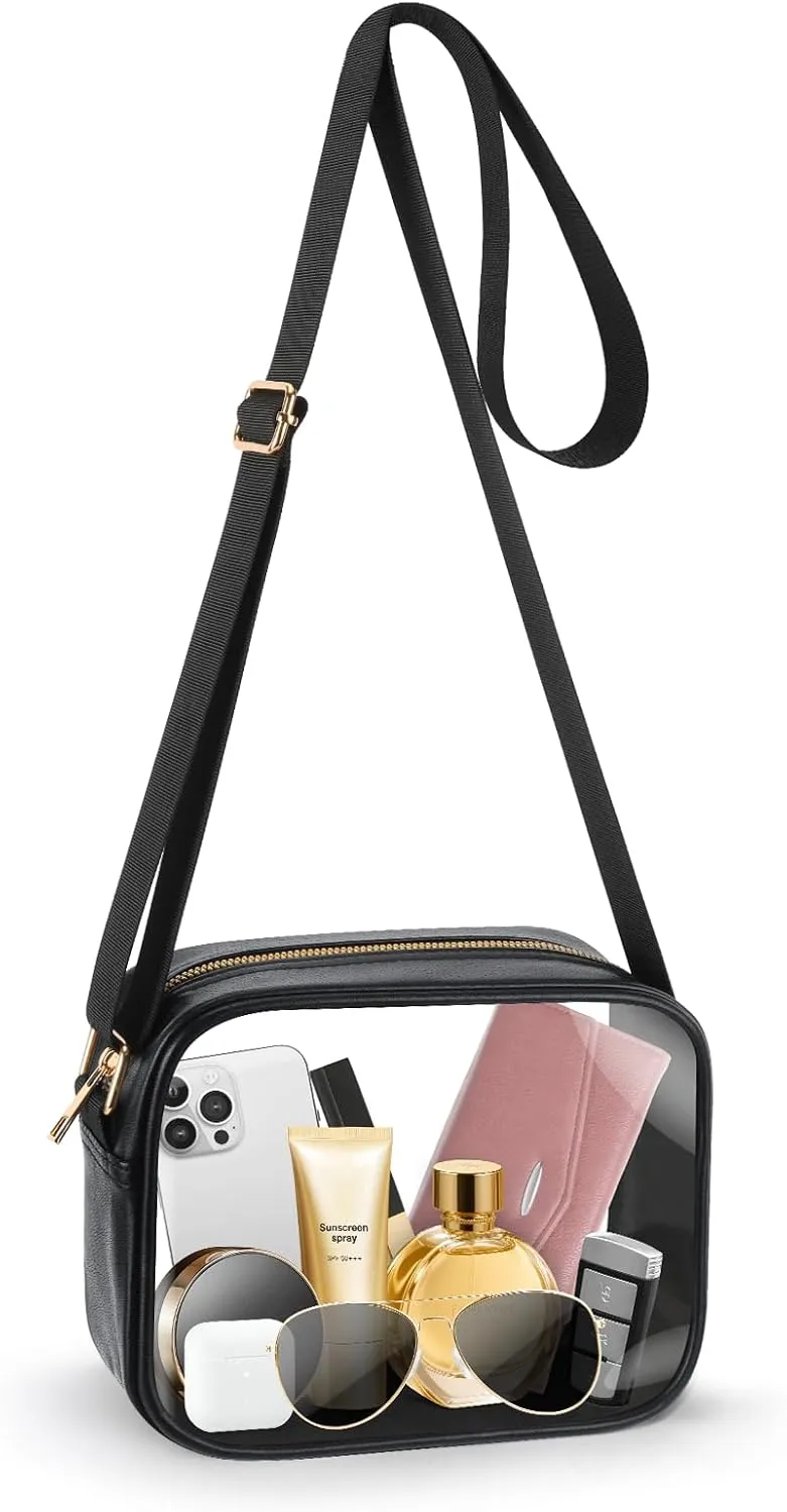 MOMSIV Clear Bag, Stadium Approved Clear Bags with Adjustable Strap Clear Stadium Bag for Women Men Concerts Sports