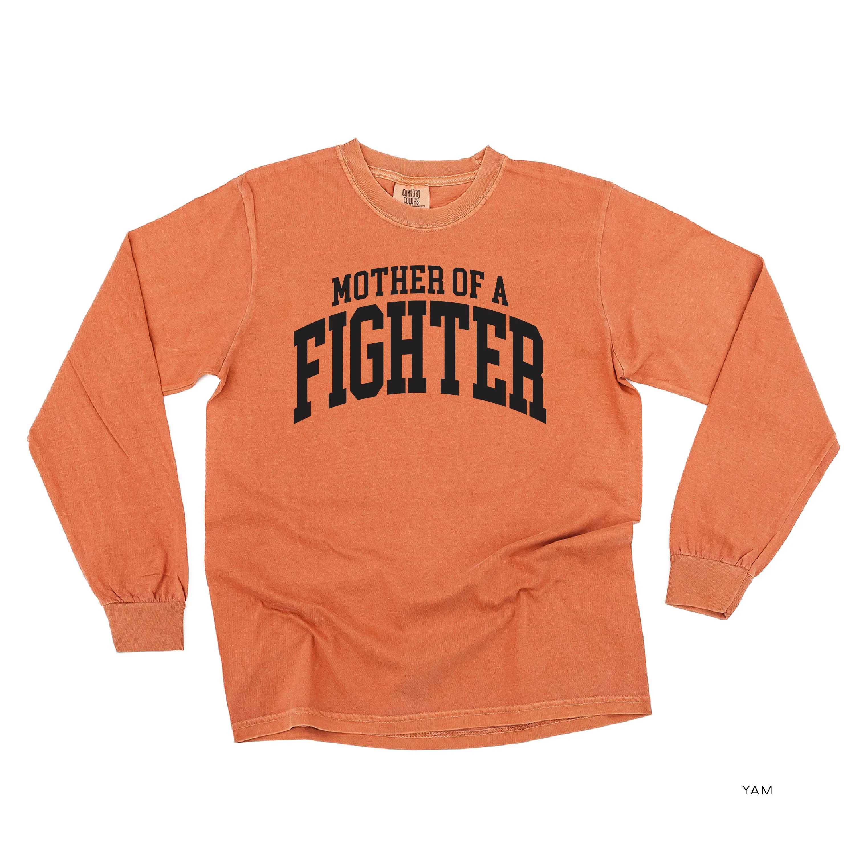 Mother of a Fighter - Varsity - LONG SLEEVE COMFORT COLORS TEE