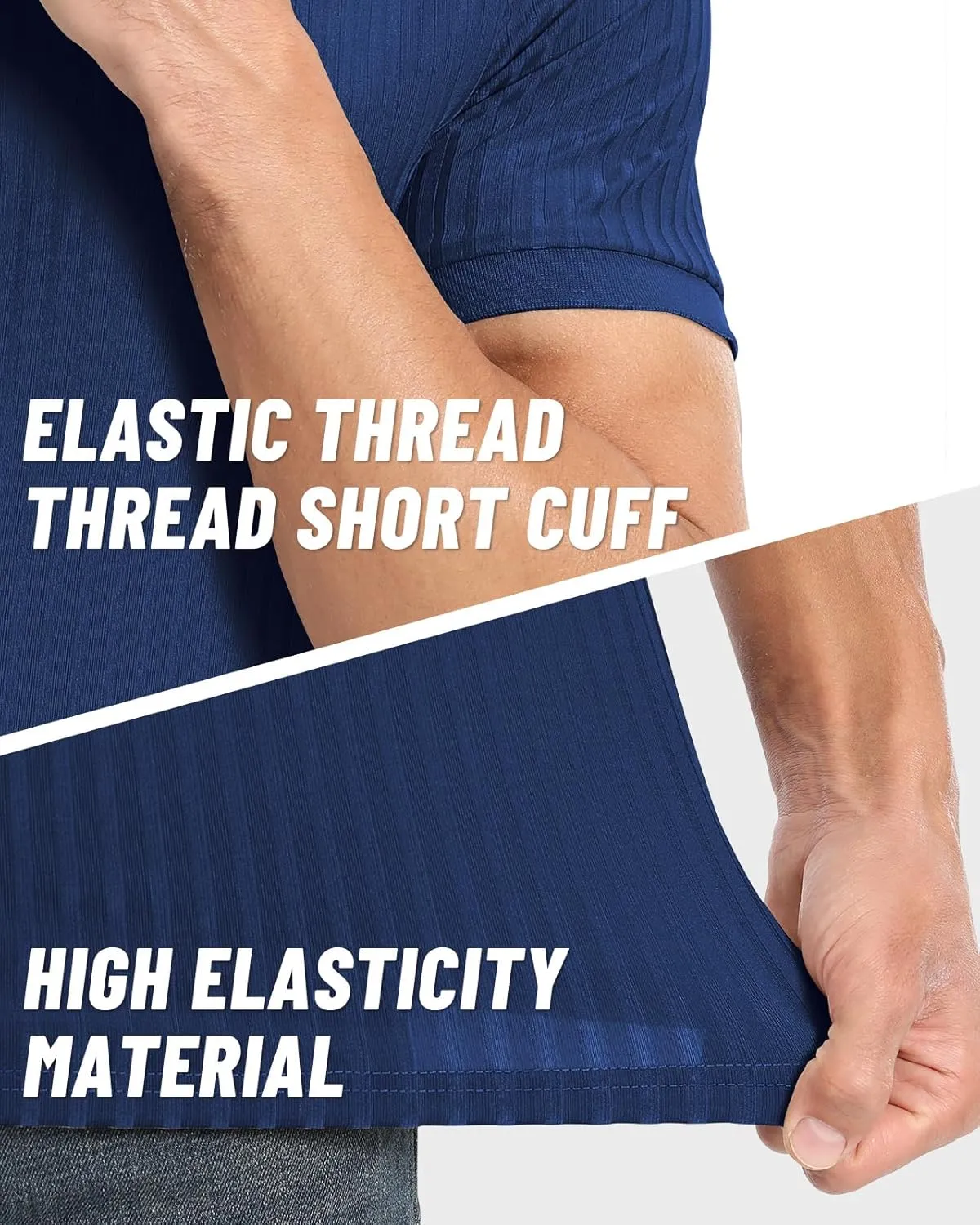 Muscle Polo Shirts for Men Slim Fit Textured Knit Polo Shirts Short Sleeve Mens Collared Shirts Casual Stylish