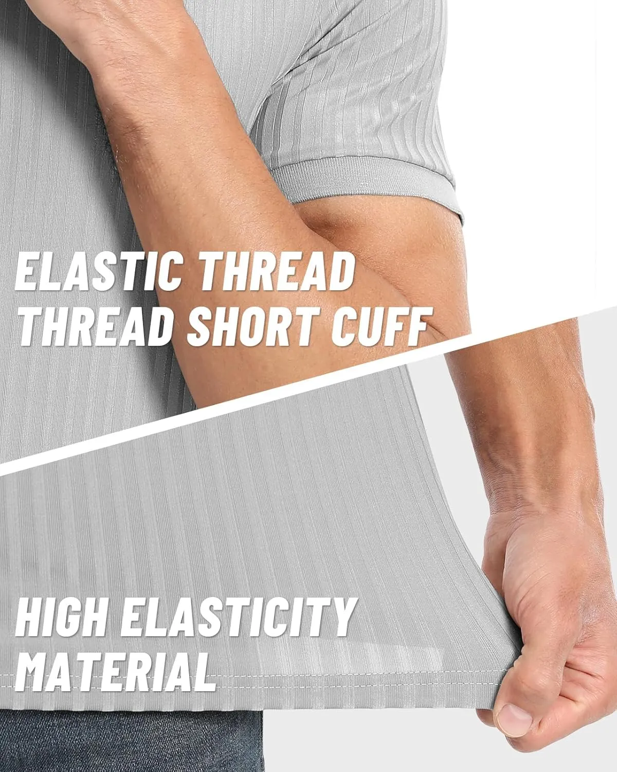 Muscle Polo Shirts for Men Slim Fit Textured Knit Polo Shirts Short Sleeve Mens Collared Shirts Casual Stylish