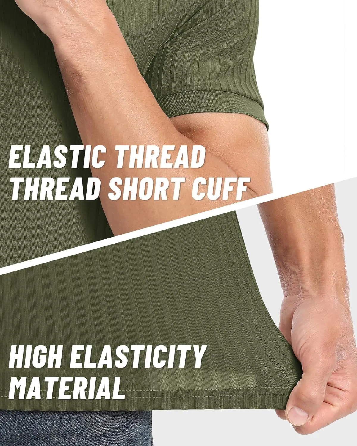 Muscle Polo Shirts for Men Slim Fit Textured Knit Polo Shirts Short Sleeve Mens Collared Shirts Casual Stylish