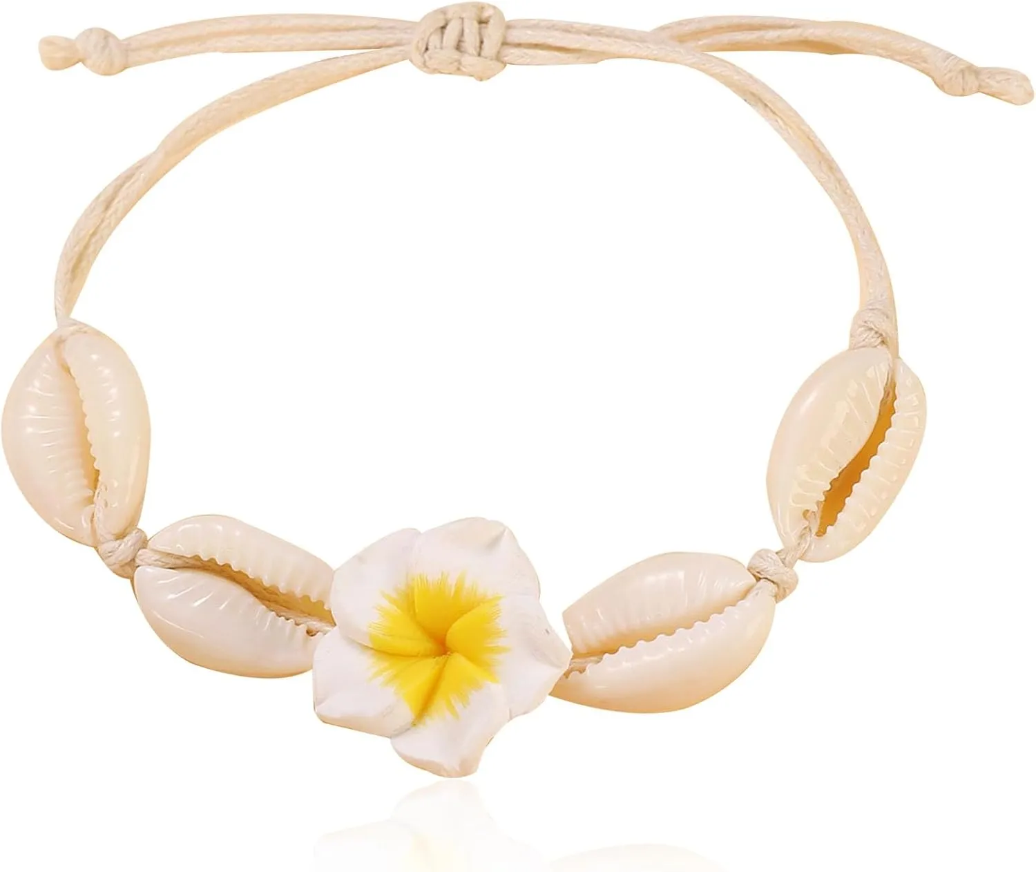 Natural Cowrie Shell Flower Bracelets Handmade Boho White Seashell Bracelet for Women