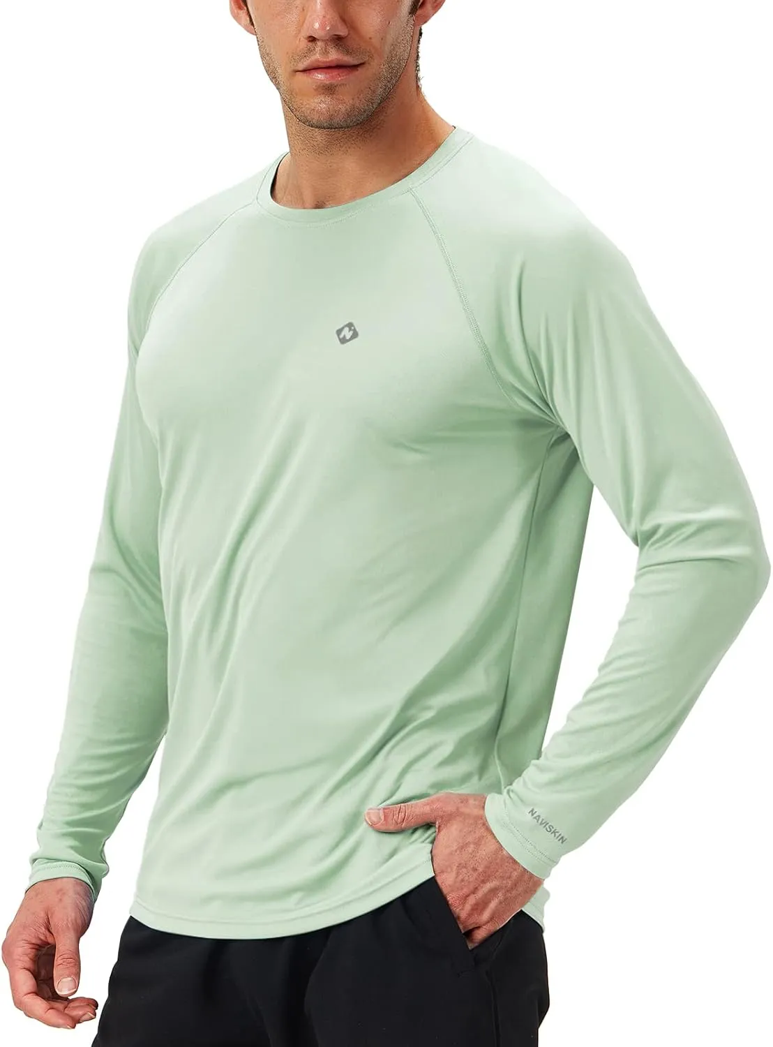 NAVISKIN Men's Rash Guard Shirts Swim Shirts UPF 50  UV Sun Protection Long Sleeve Shirts Lightweight Quick Dry