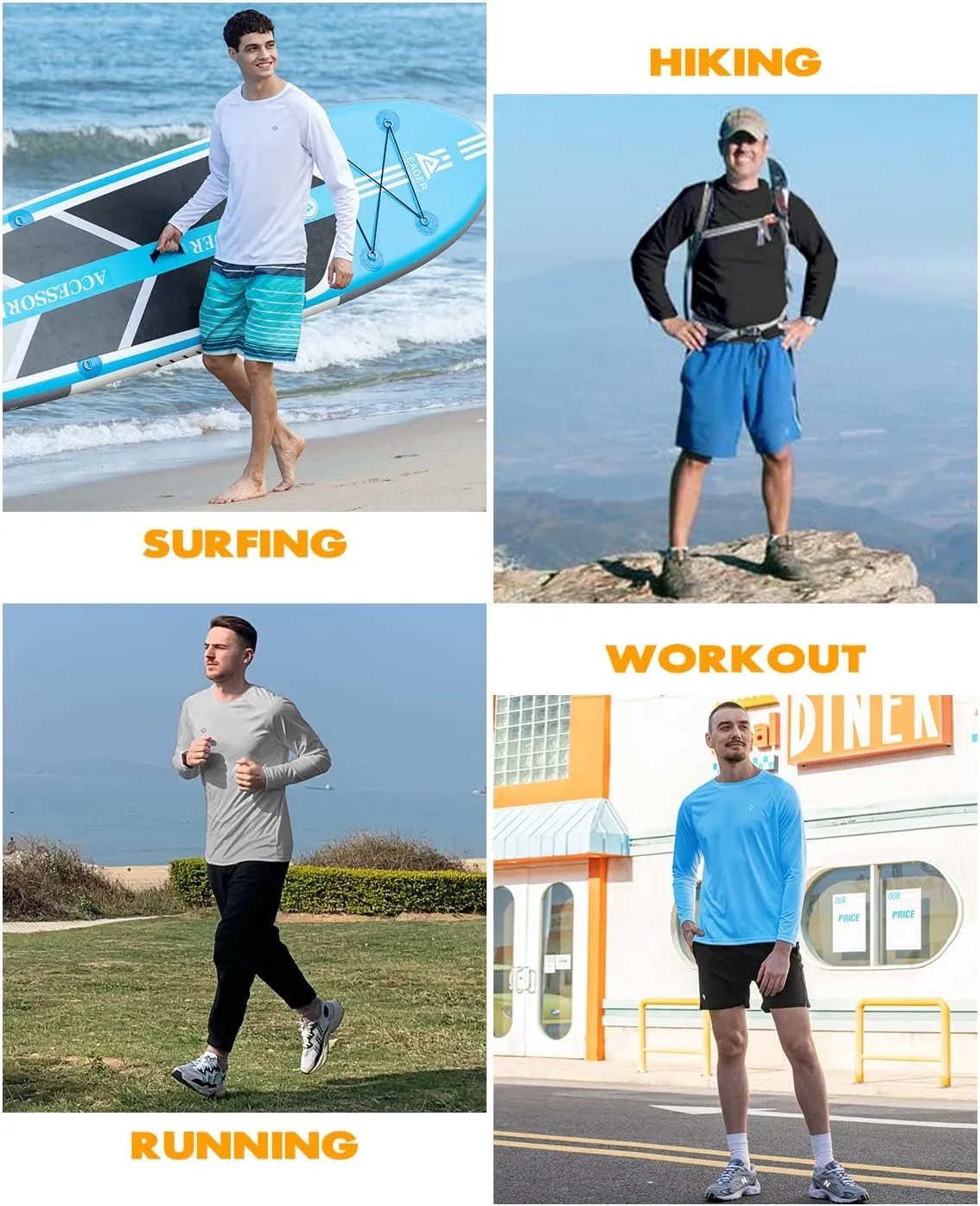 NAVISKIN Men's Rash Guard Shirts Swim Shirts UPF 50  UV Sun Protection Long Sleeve Shirts Lightweight Quick Dry