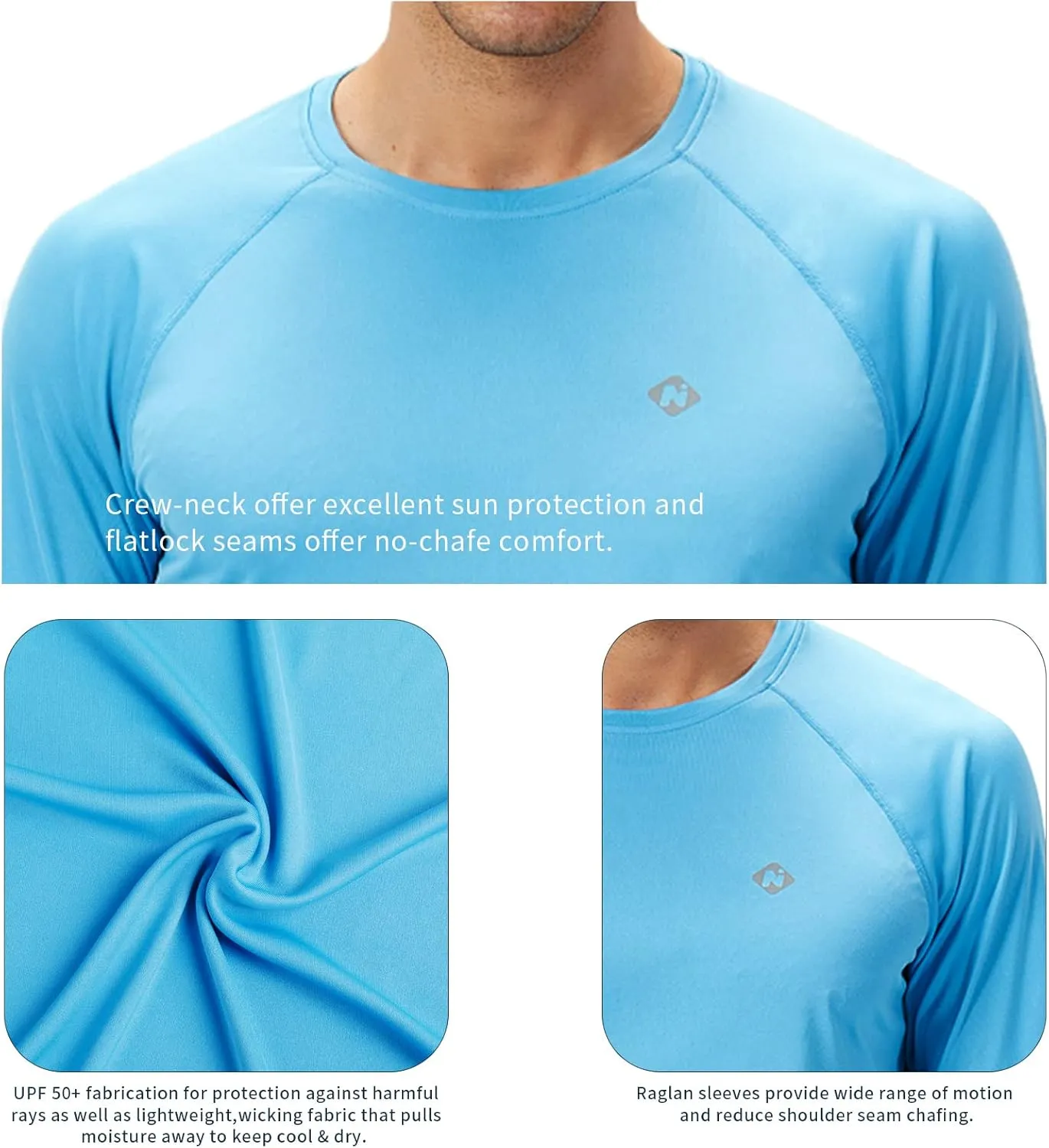 NAVISKIN Men's Rash Guard Shirts Swim Shirts UPF 50  UV Sun Protection Long Sleeve Shirts Lightweight Quick Dry