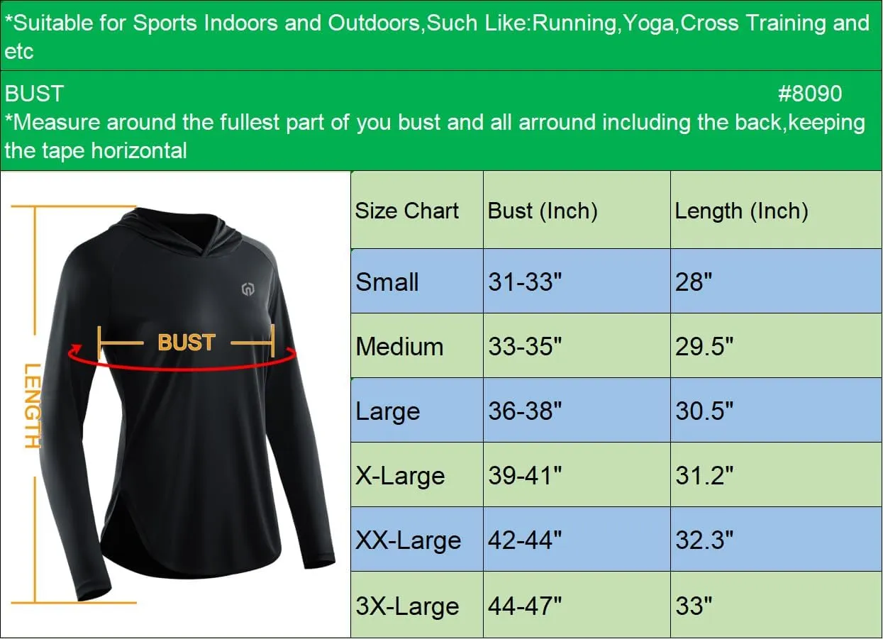 NELEUS Women's Sun Protection Running Shirts Workout Athletic Shirts with Hoods