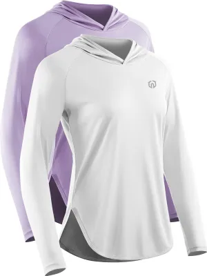 NELEUS Women's Sun Protection Running Shirts Workout Athletic Shirts with Hoods