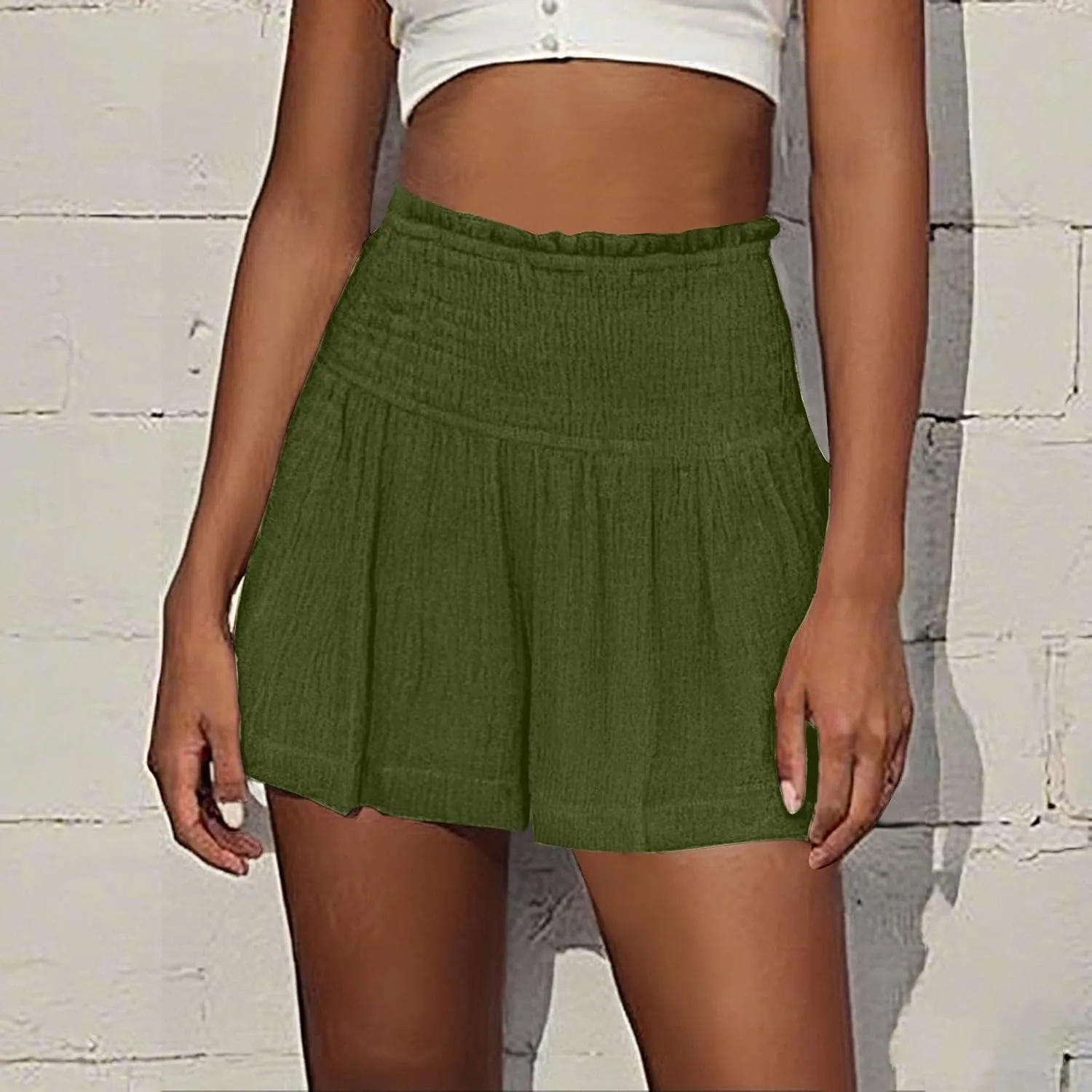 New Women's High Waisted Pleated Casual Shorts Running Shorts Women
