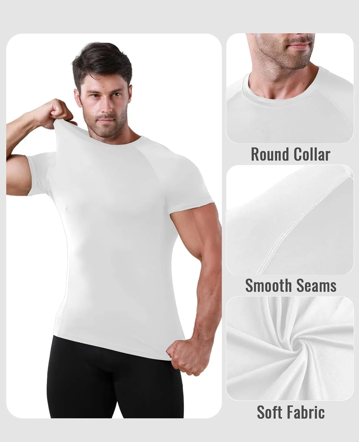 Niksa Men's Compression Shirts, Compression Shirts for Men Short Sleeve Athletic, Quick Dry Workout T Shirts Base Undershirt