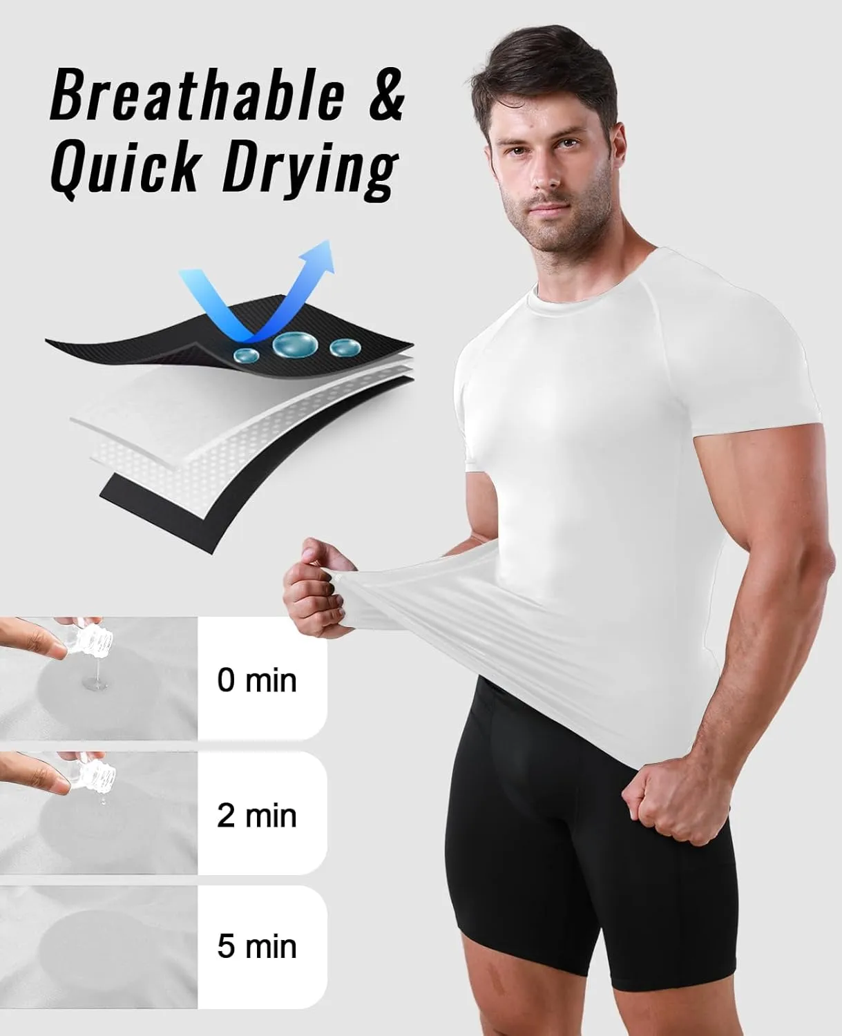 Niksa Men's Compression Shirts, Compression Shirts for Men Short Sleeve Athletic, Quick Dry Workout T Shirts Base Undershirt