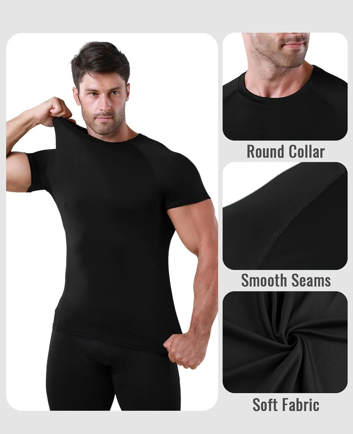 Niksa Men's Compression Shirts, Compression Shirts for Men Short Sleeve Athletic, Quick Dry Workout T Shirts Base Undershirt