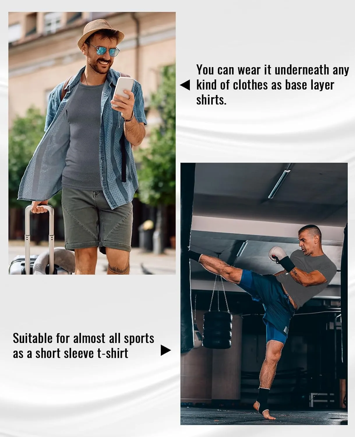 Niksa Men's Compression Shirts, Compression Shirts for Men Short Sleeve Athletic, Quick Dry Workout T Shirts Base Undershirt