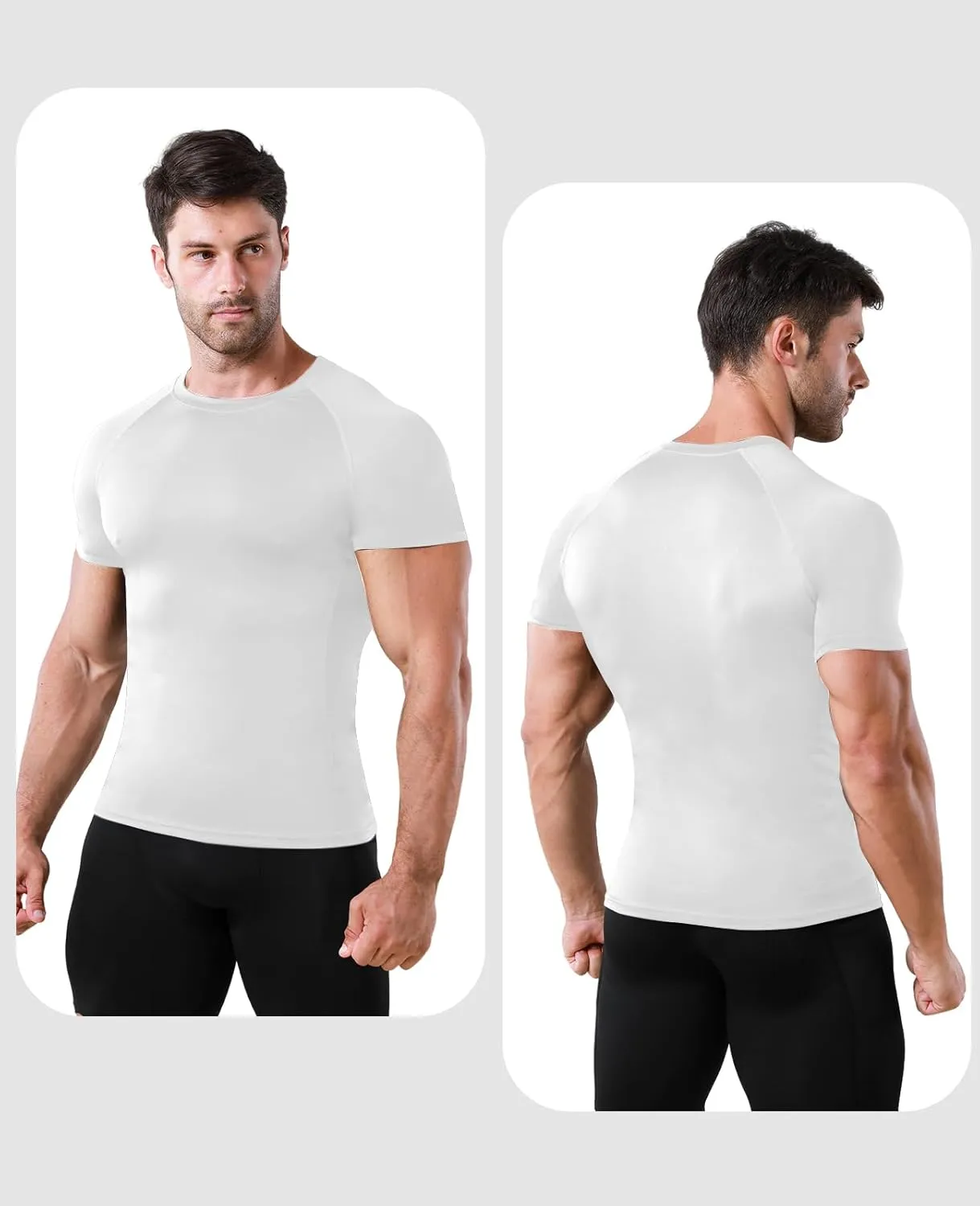 Niksa Men's Compression Shirts, Compression Shirts for Men Short Sleeve Athletic, Quick Dry Workout T Shirts Base Undershirt