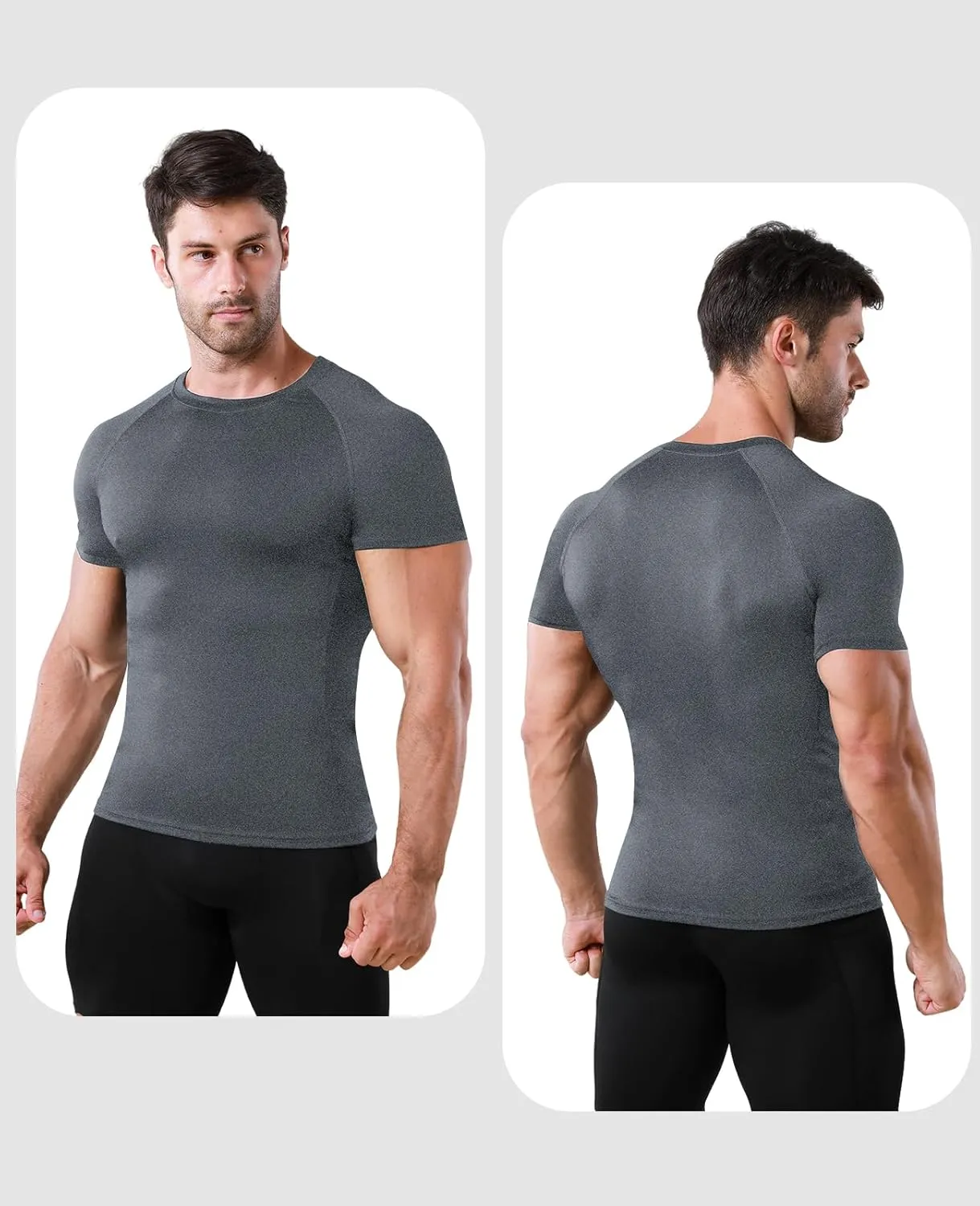 Niksa Men's Compression Shirts, Compression Shirts for Men Short Sleeve Athletic, Quick Dry Workout T Shirts Base Undershirt