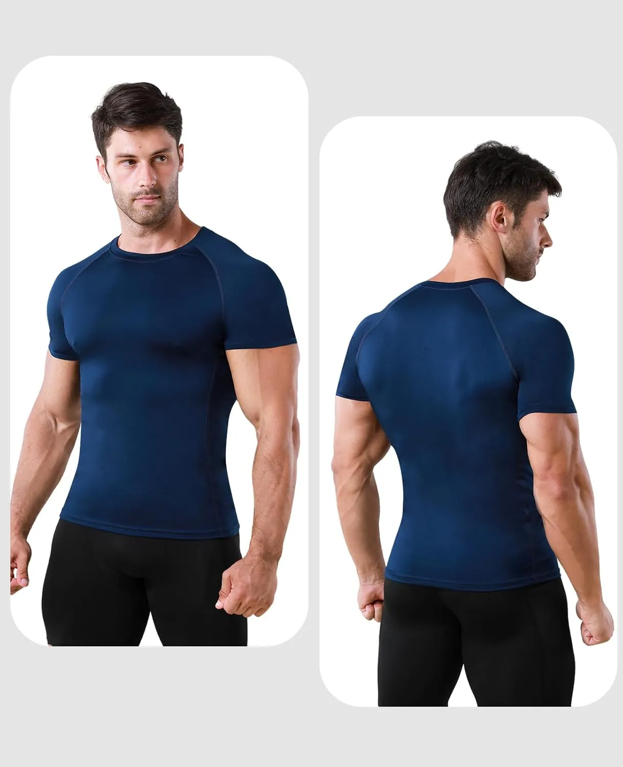 Niksa Men's Compression Shirts, Compression Shirts for Men Short Sleeve Athletic, Quick Dry Workout T Shirts Base Undershirt