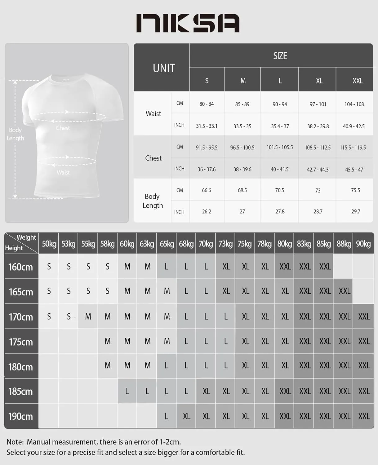 Niksa Men's Compression Shirts, Compression Shirts for Men Short Sleeve Athletic, Quick Dry Workout T Shirts Base Undershirt