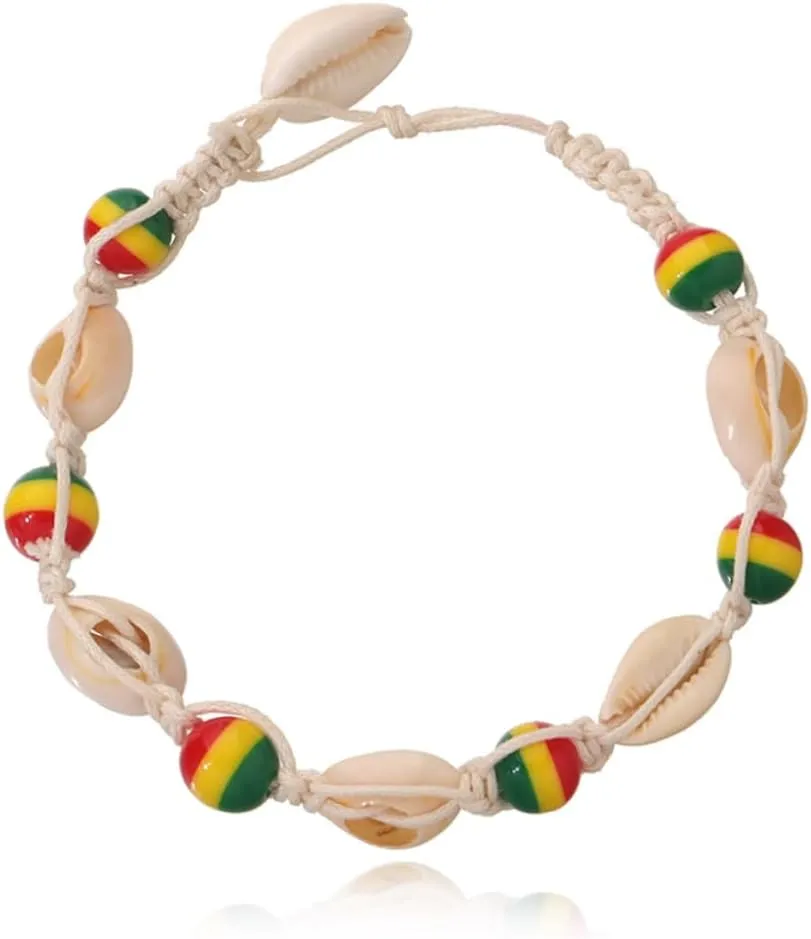 NOLITOY Handmade Knitted Shell Anklet Wooden Bead Ankle Chain Fashion Jewelry for Daily Wear Beach Wedding Party Accessory